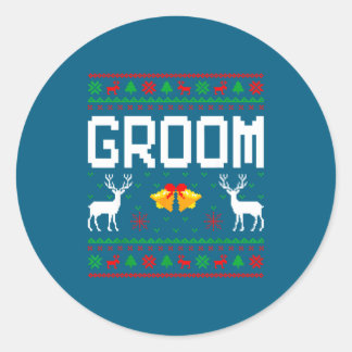 Adesivo Redondo Groom bride married couple ugly christmas sweater 
