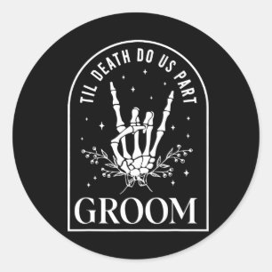 Adesivo Redondo Groom Noiva Skeleton Rock Hand Casais Casamento Ha