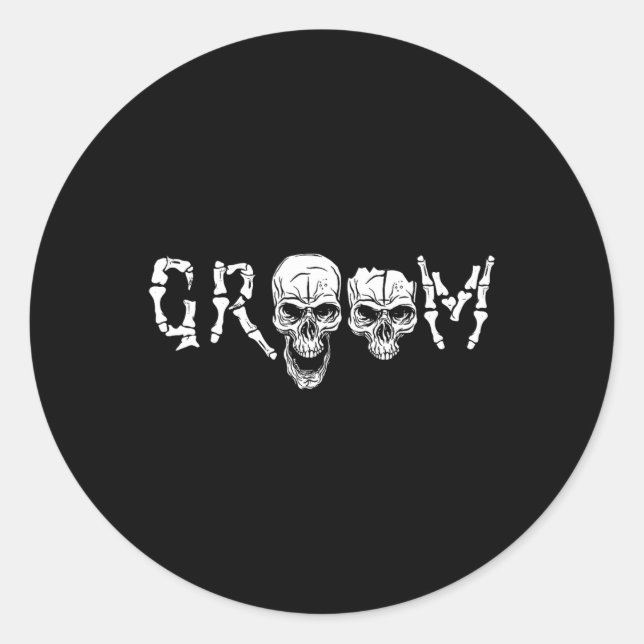 Adesivo Redondo Groom - Skeleton Skull Halloween Wedding Chelor  (Frente)