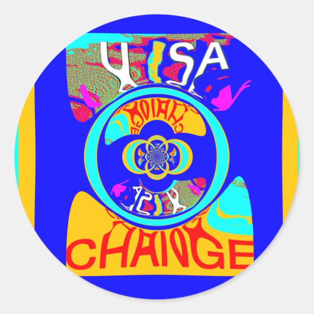 Adesivo Redondo Groove psicodélica: Pop Art Abstrato de energia (Frente)