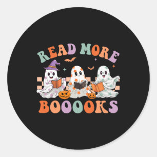 Adesivo Redondo Grooveen Leia Mais Livros Floral Ghost Boo