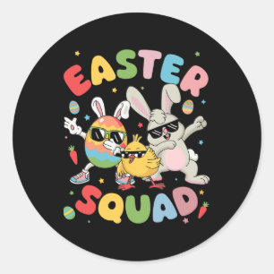 Adesivo Redondo Groovny Funny Rabbit Ovo Páscoa de Pintinho de Ovo