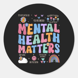 Adesivo Redondo Groovs Ribbon Mental Health S Consciência Homens M