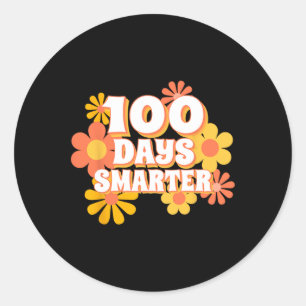 Adesivo Redondo Groovy 100 Dias Mais Inteligente Feliz 100º Dia da