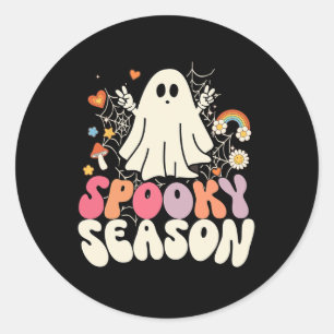Adesivo Redondo Groovy Boo Ghost Spooky Figurinos de Halloween Men