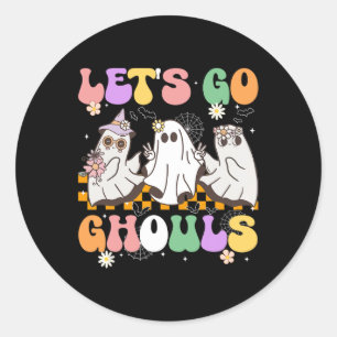Adesivo Redondo Groovy Boo Vamos Ghouls Halloween Ghost Women Gi