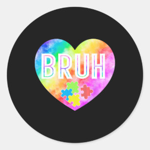 Adesivo Redondo Groovy Bruh Autismo Quebra-cabeça para Sensibiliza