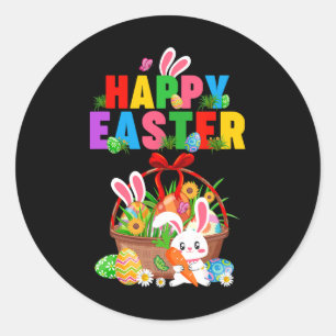 Adesivo Redondo Groovy Bunny Fofinho Ovo de Páscoa Esboço Dia de P