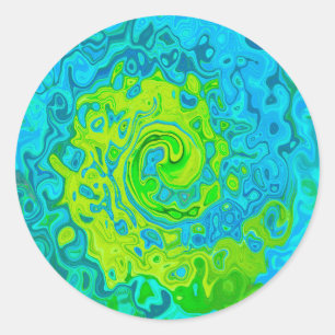 Adesivo Redondo Groovy Chartreuse e Aquamarine