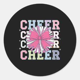 Adesivo Redondo Groovy Cheer Coquette Laço Amante de Cheerleading