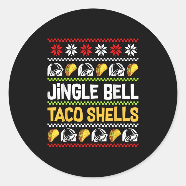 Adesivo Redondo Groovy Christmas Jingle Bells Taco Shells Ugly Xma (Frente)