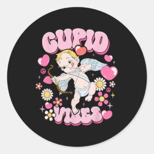 Adesivo Redondo Groovy Cupido Vibes Dia dos Namorados Casal Bo