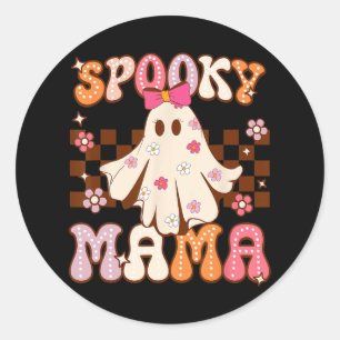 Adesivo Redondo Groovy Cute Ghost Spooky Mama Halloween Costume Wo