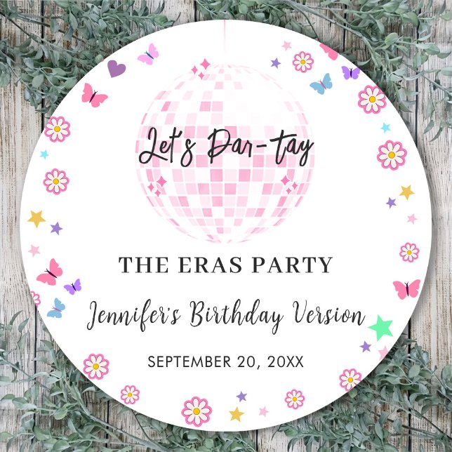 Adesivo Redondo Groovy Disco Eras Festa de aniversário (Criador carregado)