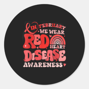 Adesivo Redondo Groovy Em Fevereiro Usamos Vermelho Conscientizaçã
