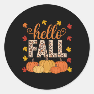 Adesivo Redondo Groovy Fall Autumn Maple Deixa Pumpkin Leop