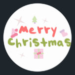 Adesivo Redondo Groovy Felry Christmas Tree Bubble Letters<br><div class="desc">Feliz Natal Groovy Sticker</div>