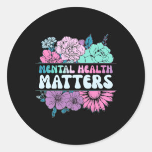 Adesivo Redondo Groovy Flower Retro Mental Health Importa Awarenes