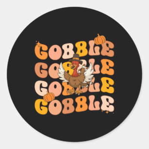 Adesivo Redondo Groovy Graças Gobble Fall Tee Graphic Para Wo