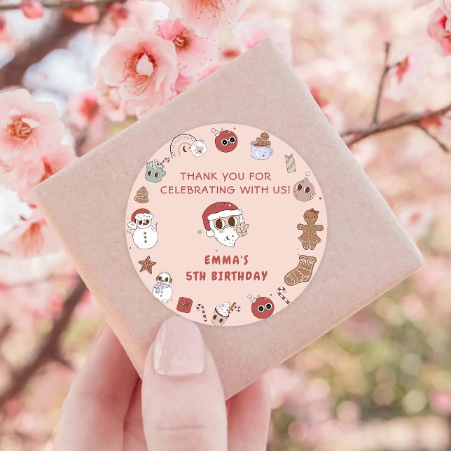 Adesivo Redondo Groovy Hippie Papais noeis de Natal Festa de anive (Criador carregado)