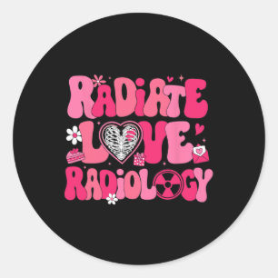 Adesivo Redondo Groovy Irradia Amor Radiologia Técnico de Raio-X V