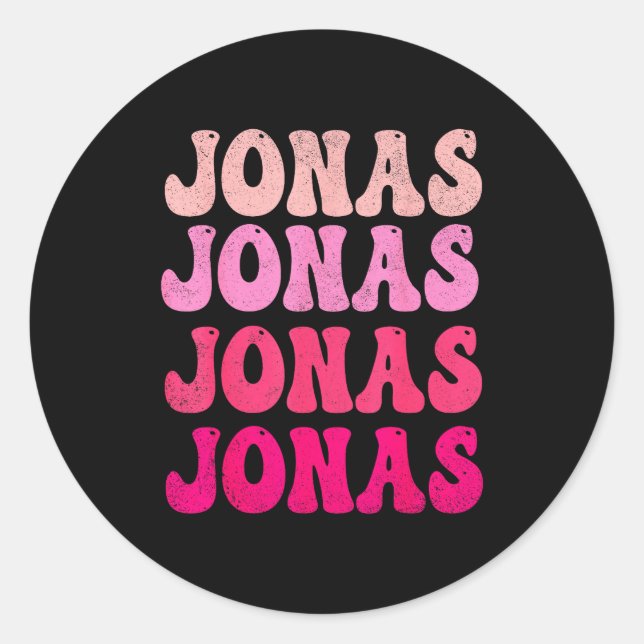 Adesivo Redondo Groovy Jonas First Name D I Love Jonas Tees Meme  (Frente)