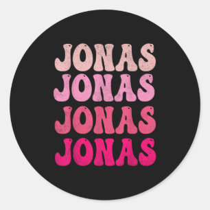 Adesivo Redondo Groovy Jonas Primeiro Nome D Eu Amo Jonas Camiseta