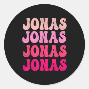 Adesivo Redondo Groovy Jonas Primeiro Nome D Eu Amo Jonas Camiseta