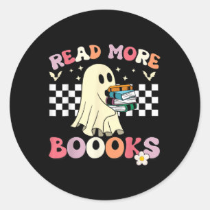 Adesivo Redondo Groovy Leia Mais Livros Ghost Bonito Crianças Engr