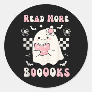 Adesivo Redondo Groovy Leia Mais Livros Ghost Boo Engraçado