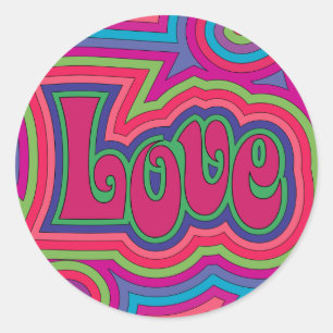 Adesivo Redondo Groovy Love Sticker