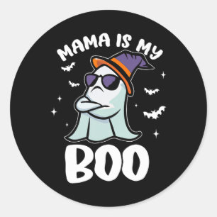 Adesivo Redondo Groovy Mama É Meu Boo Halloween Toddler Meninas