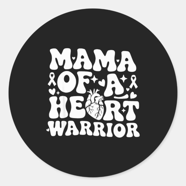 Adesivo Redondo Groovy Mama Of A Heart Warrior Chd Awareness Heart (Frente)