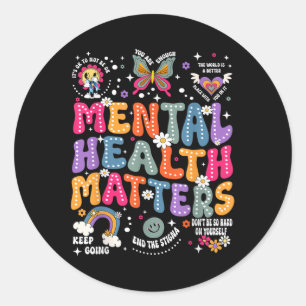 Adesivo Redondo Groovy Mental Health S Human Brain Illness Awarene