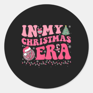 Adesivo Redondo Groovy Na Minha Era De Natal - Feliz C