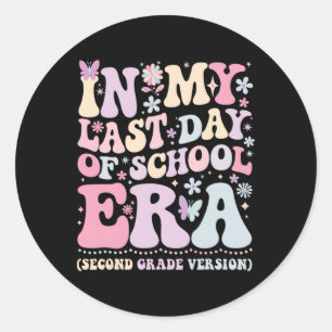 Adesivo Redondo Groovy na Minha Última Era de Dia de Escola Segund
