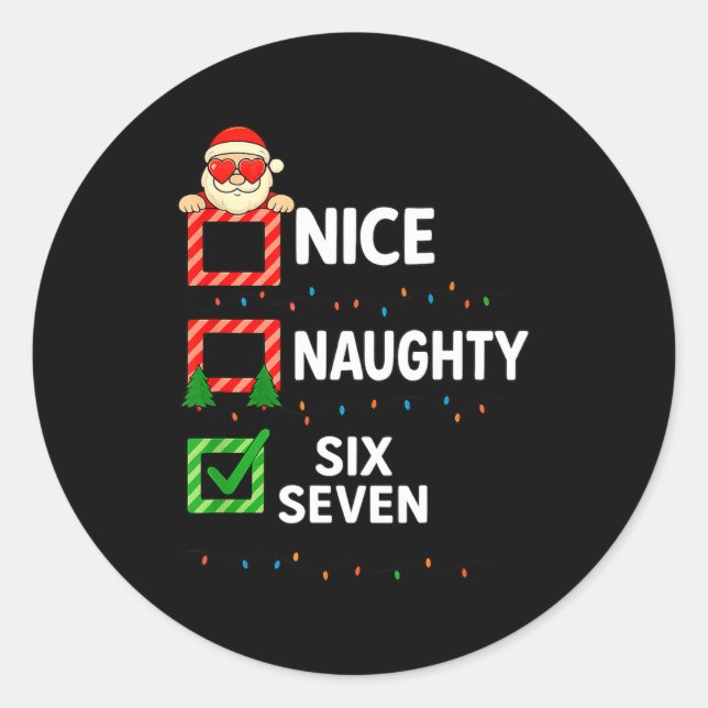Adesivo Redondo Groovy Naughty Six Seven 67 Christmas Family Xmas  (Frente)