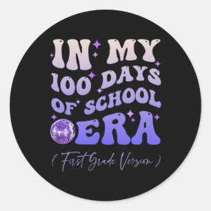 Adesivo Redondo Groovy Nos Meus 100 Dias Da Era Escolar De Primeir