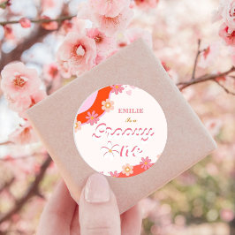 Adesivo Redondo Groovy One Party Boho Retro Daisy