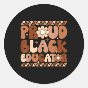 Adesivo Redondo Groovy Orgulhento Educador Negro Africano American