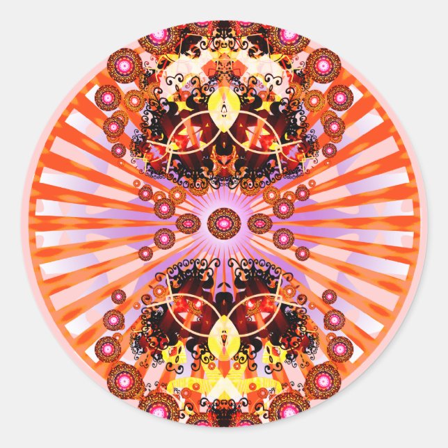 Adesivo Redondo Groovy Psychedelic Mandala (Frente)