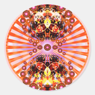 Adesivo Redondo Groovy Psychedelic Mandala