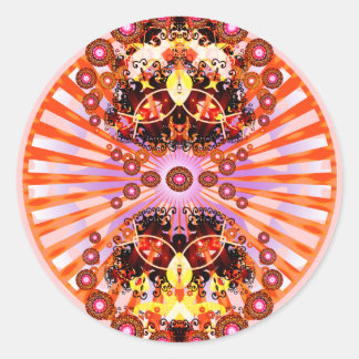 Adesivo Redondo Groovy Psychedelic Mandala