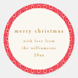 Adesivo Redondo Groovy Red Pink Retro Cute Nome Personalizado de N