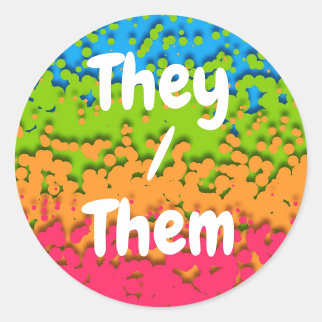 Adesivo Redondo Groovy Retro Bubble Trippy Funky Panromtic Pride (Frente)