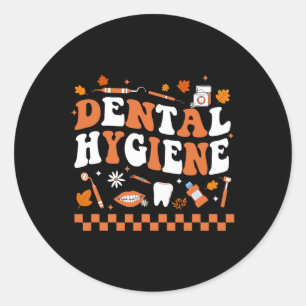 Adesivo Redondo Groovy Retro Dental Hygienist Dentist Queda