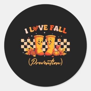 Adesivo Redondo Groovy Retro I Love Fall (prevenção)