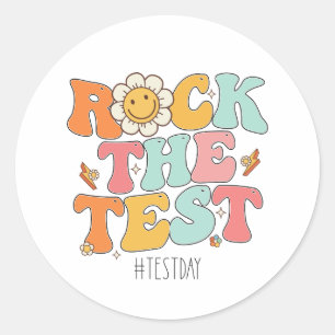Adesivo Redondo Groovy Rock The Test Motivational Testing Day