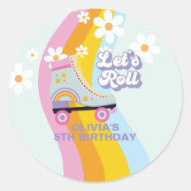 Groovy Rollerskating Retro Rainbow Aniversário