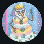 Adesivo Redondo GROOVY SNOWMAN, SINAL DE PAZ CHRISTMAS STICKER Rnd<br><div class="desc">ESSES FORAM OS DIAS DE ENERGIA FLUVIAL,  TIE DYED ESTAVA DENTRO E O SINAL DE PAZ. ADICIONAR UM POUCO DE AMOR COM ESSAS ESPÉCIES DE NEVE BRUTAS,  Bolinhas redondas,  azuis e cor-de-rosa... ...  Procure Por Quebra Correspondente,  Papel Tecido,  Fita,  Etiquetas De Presente E Muito Mais. Susan Brack Design</div>
